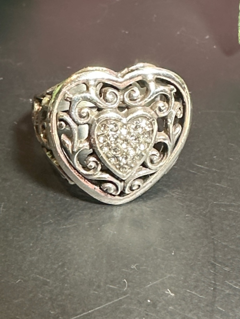 Brighton ring silver Reno heart gems Swarovski crystals 9